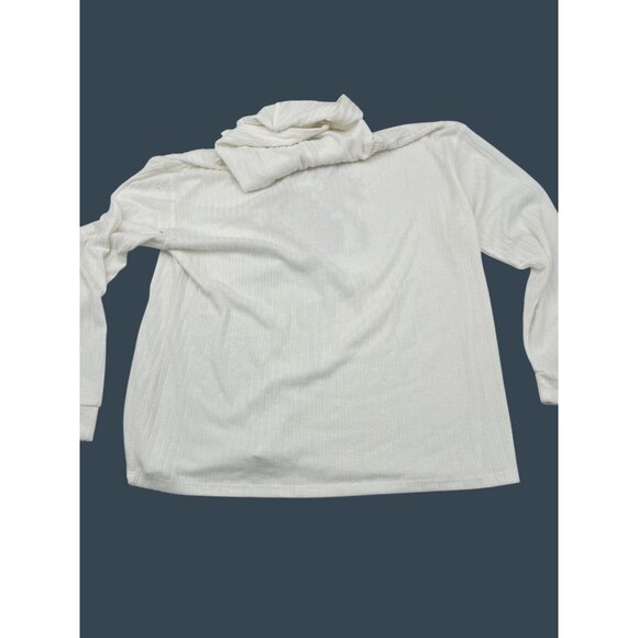 Blue 84 Ivory Long-Sleeve Hoodie Ribbed Vibrant Tree Design Women's size Large - Picture 5 of 5